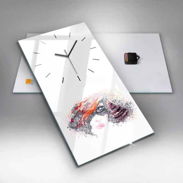 Vertical wall clock Sweet woman with cake