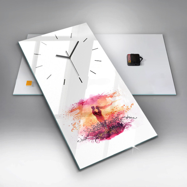 Vertical wall clock Watercolor couple in love