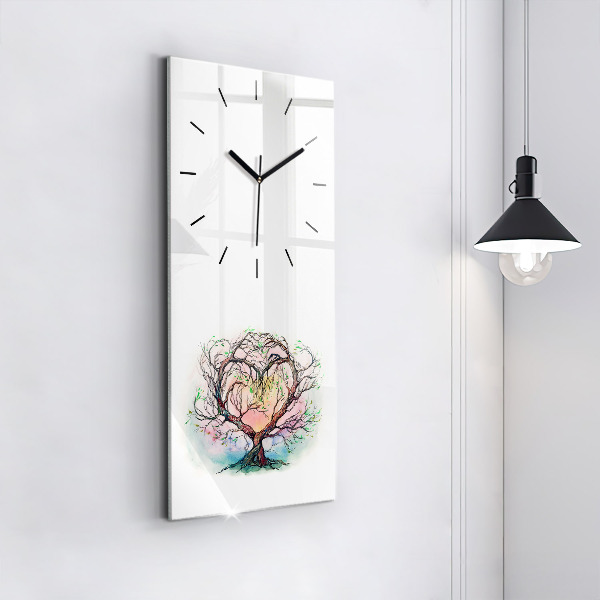 Vertical wall clock Tree the heart of nature
