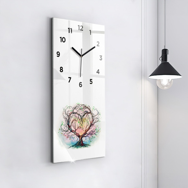 Vertical wall clock Tree the heart of nature