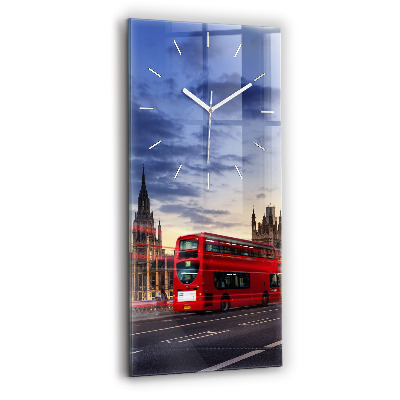 Vertical wall clock Red London Bus