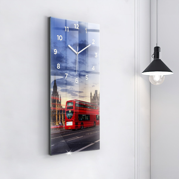 Vertical wall clock Red London Bus