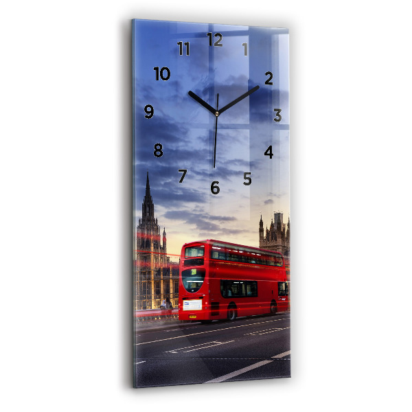 Vertical wall clock Red London Bus