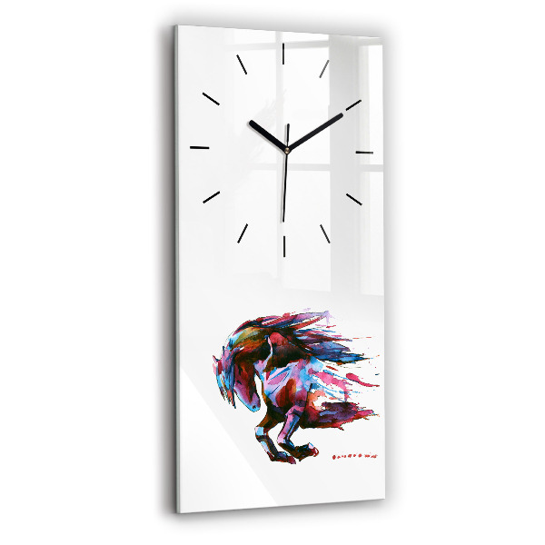 Vertical wall clock A horse on the run