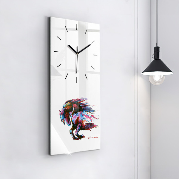 Vertical wall clock A horse on the run