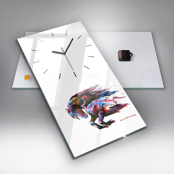Vertical wall clock A horse on the run