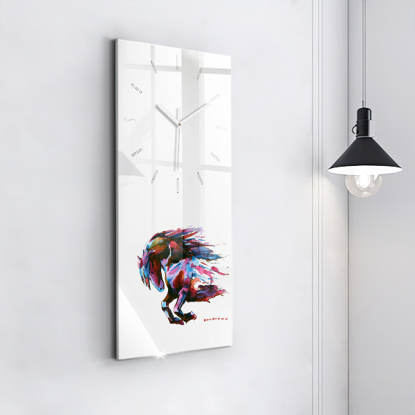 Vertical wall clock A horse on the run