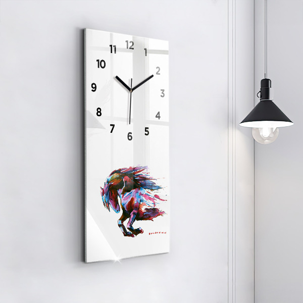 Vertical wall clock A horse on the run