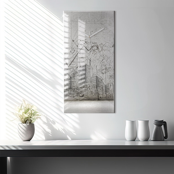 Vertical wall clock Sketch of the City