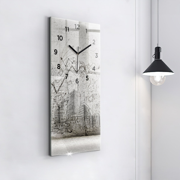 Vertical wall clock Sketch of the City