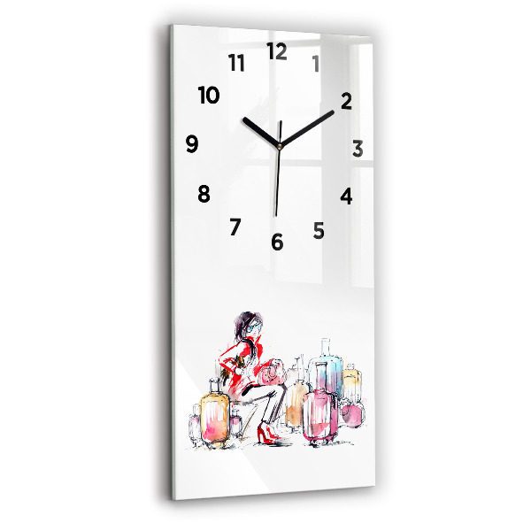 Vertical wall clock Woman with suitcases