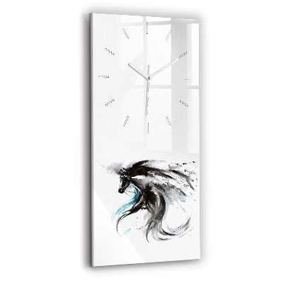 Vertical wall clock Abstract horse and woman