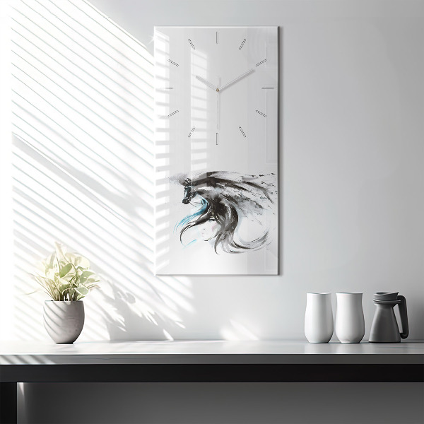 Vertical wall clock Abstract horse and woman