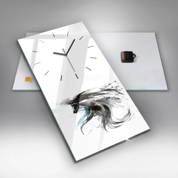 Vertical wall clock Abstract horse and woman