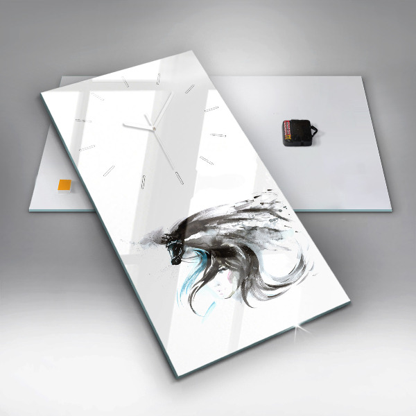 Vertical wall clock Abstract horse and woman