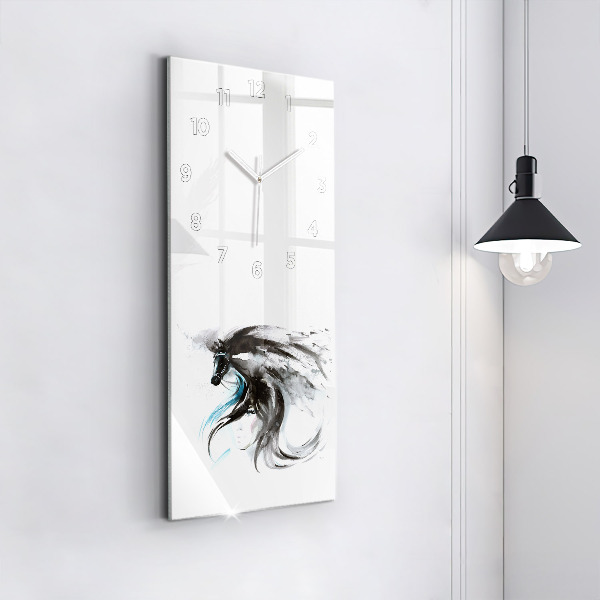 Vertical wall clock Abstract horse and woman
