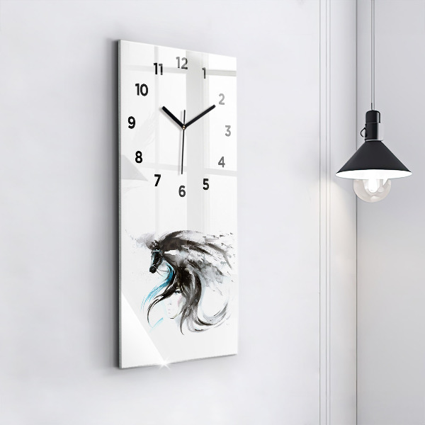 Vertical wall clock Abstract horse and woman