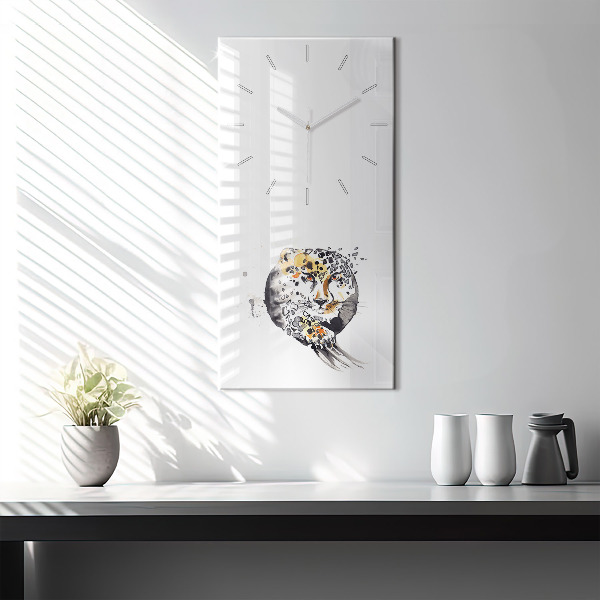 Vertical wall clock Cheetah inside a circle abstract