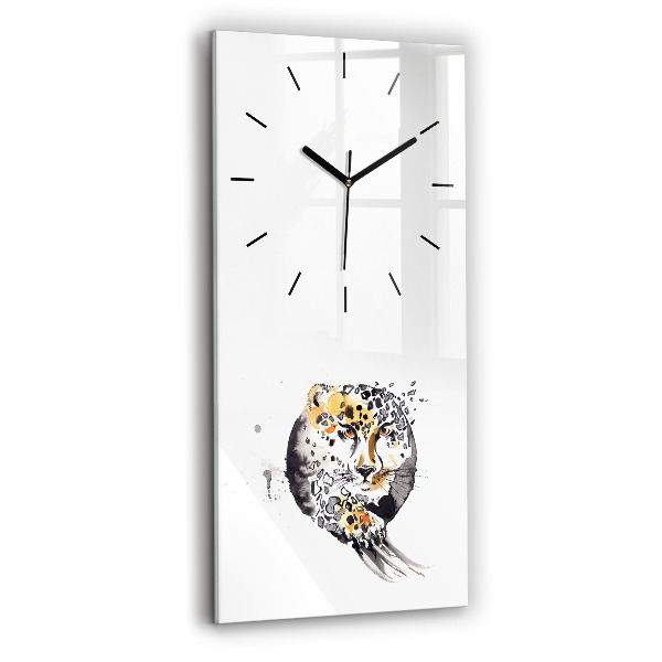 Vertical wall clock Cheetah inside a circle abstract