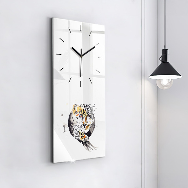 Vertical wall clock Cheetah inside a circle abstract