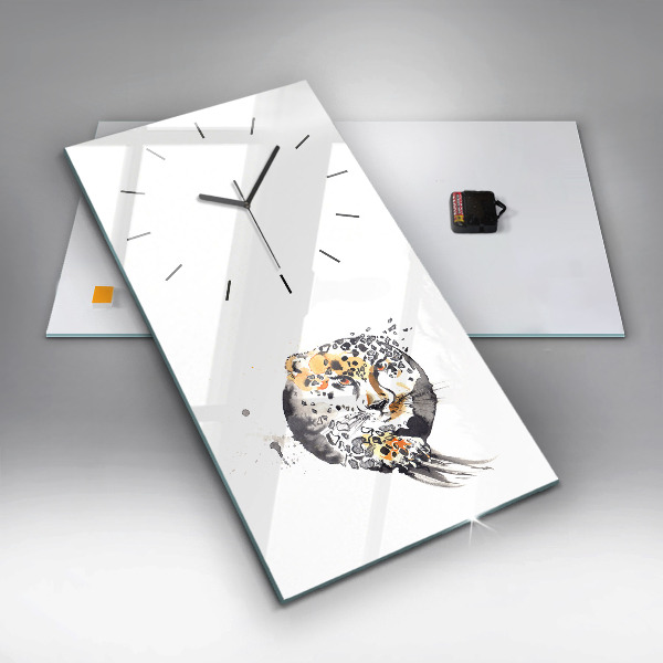 Vertical wall clock Cheetah inside a circle abstract