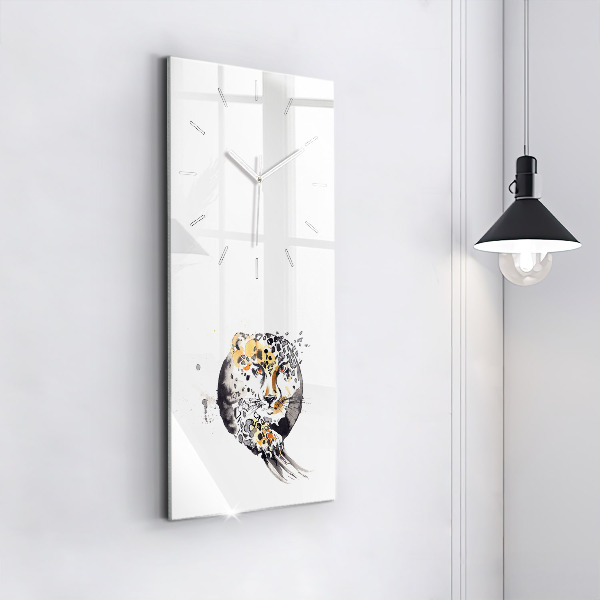 Vertical wall clock Cheetah inside a circle abstract