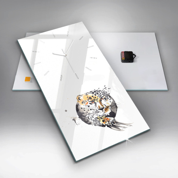 Vertical wall clock Cheetah inside a circle abstract