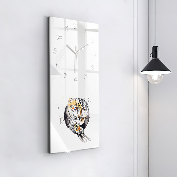 Vertical wall clock Cheetah inside a circle abstract