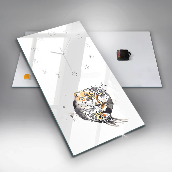 Vertical wall clock Cheetah inside a circle abstract