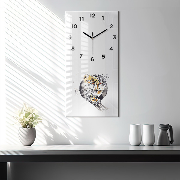 Vertical wall clock Cheetah inside a circle abstract
