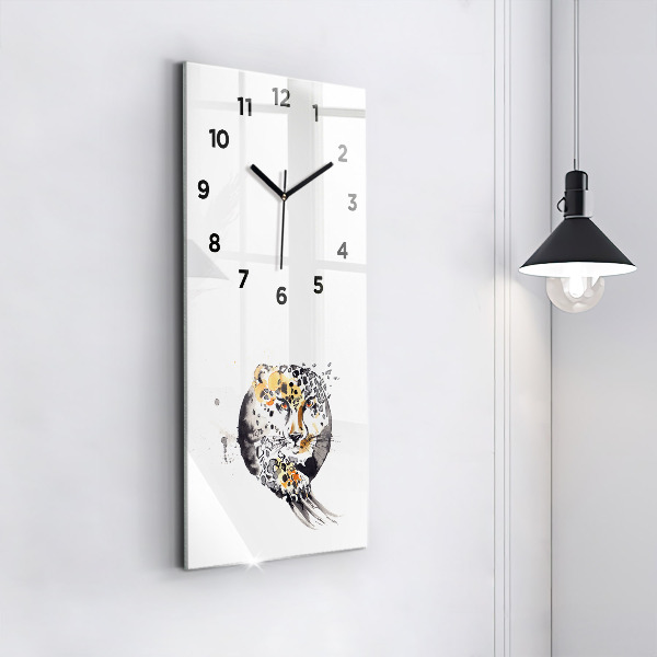 Vertical wall clock Cheetah inside a circle abstract