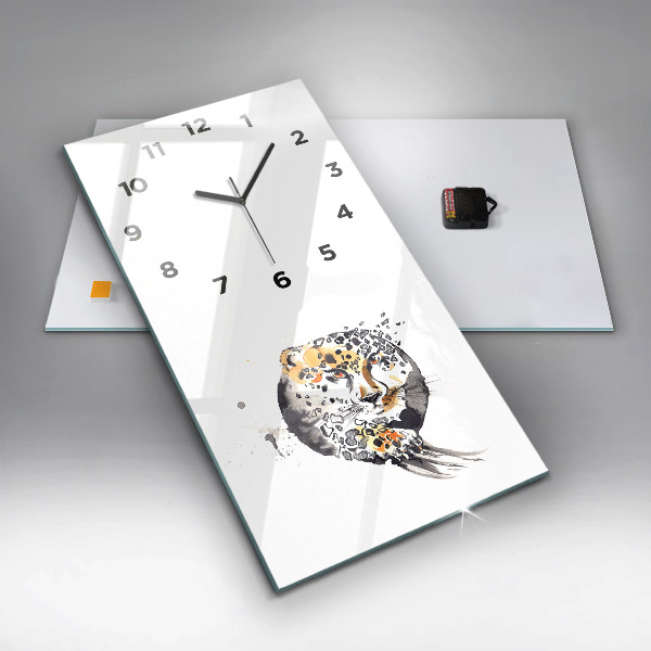 Vertical wall clock Cheetah inside a circle abstract