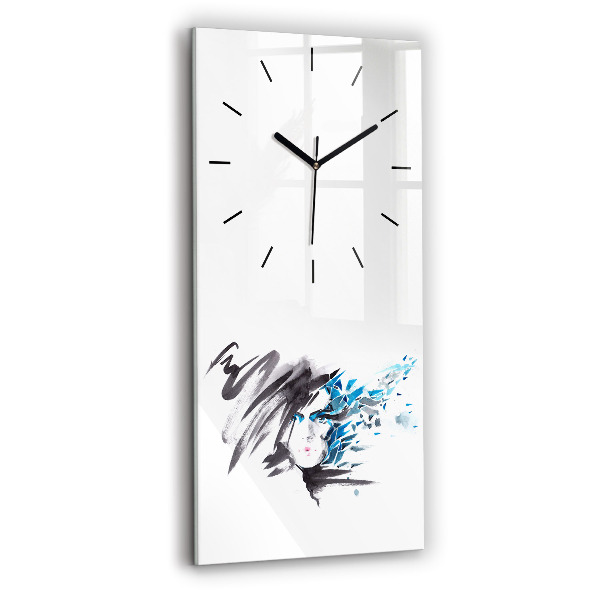 Vertical wall clock Abstract woman's face