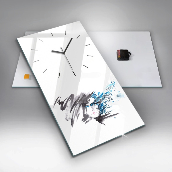Vertical wall clock Abstract woman's face