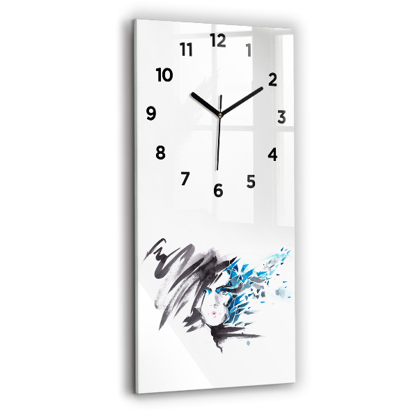 Vertical wall clock Abstract woman's face