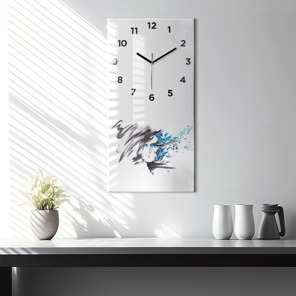 Vertical wall clock Abstract woman's face