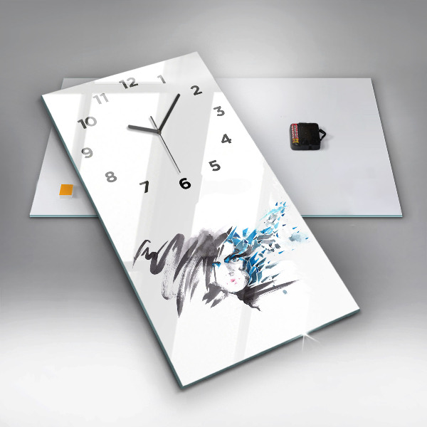 Vertical wall clock Abstract woman's face