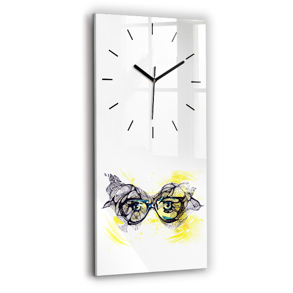 Vertical wall clock Eyes with glasses