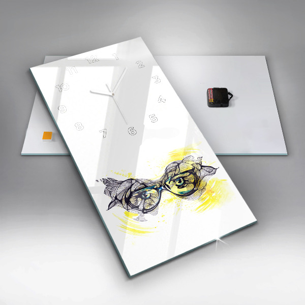 Vertical wall clock Eyes with glasses