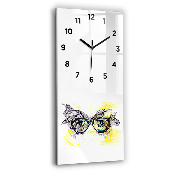 Vertical wall clock Eyes with glasses