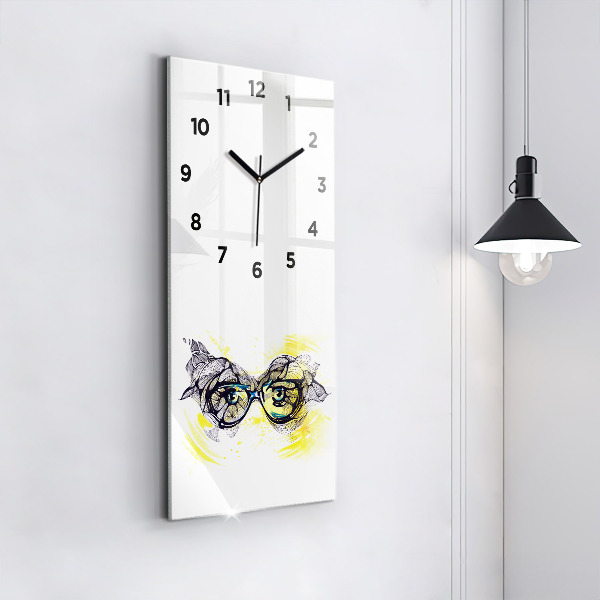 Vertical wall clock Eyes with glasses