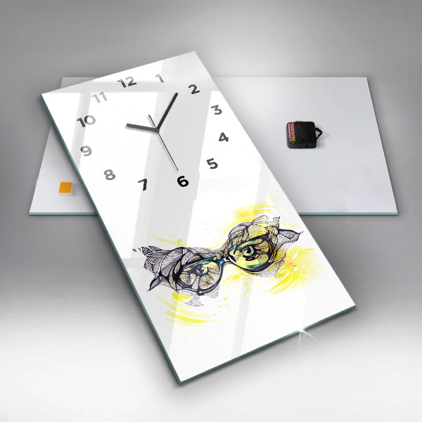 Vertical wall clock Eyes with glasses