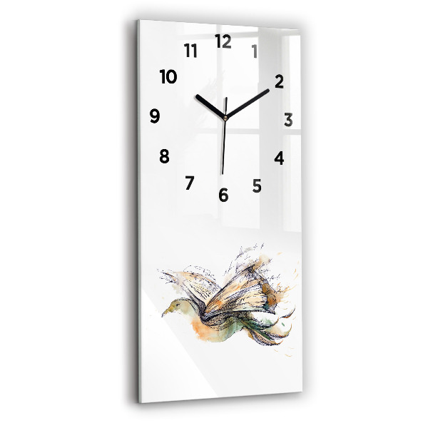 Vertical wall clock The bird and the book