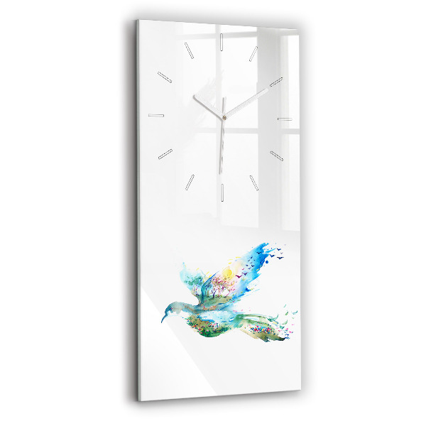 Vertical wall clock Abstraction of bird and spring