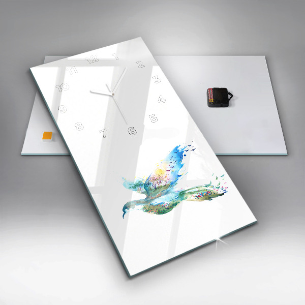 Vertical wall clock Abstraction of bird and spring