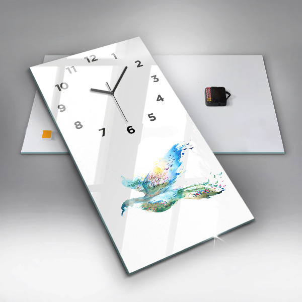 Vertical wall clock Abstraction of bird and spring
