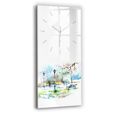 Vertical wall clock Picturesque spring