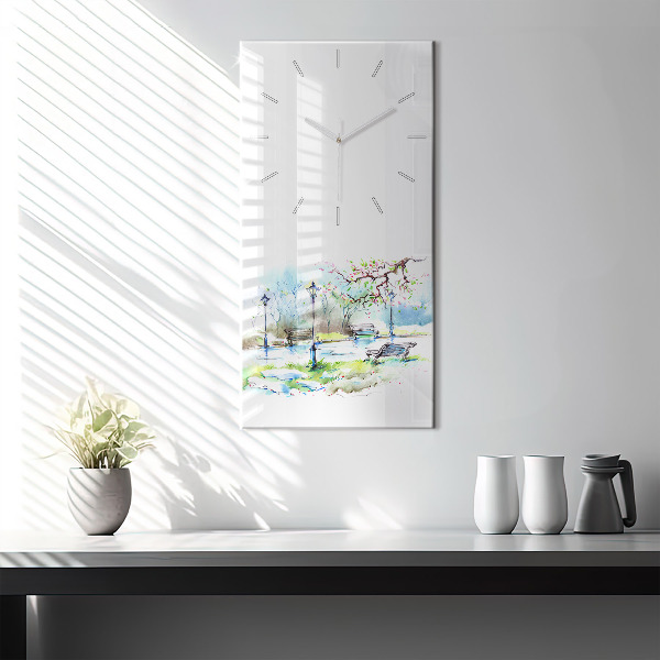 Vertical wall clock Picturesque spring