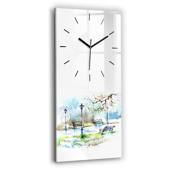 Vertical wall clock Picturesque spring