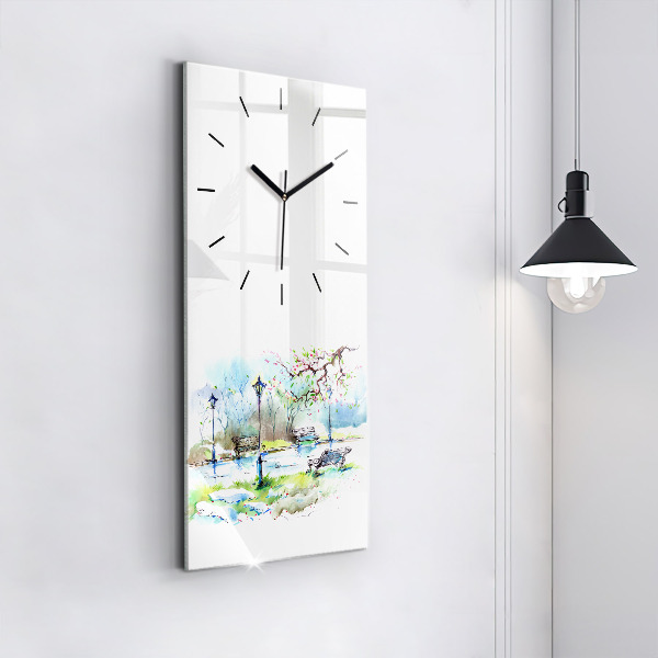 Vertical wall clock Picturesque spring